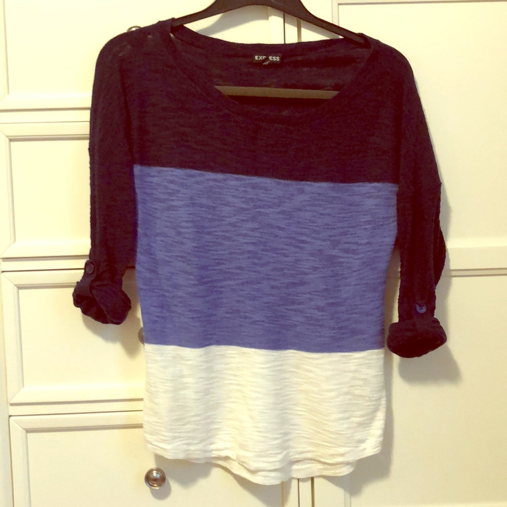 Color block scoop neck sweater